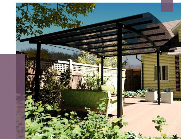 Навесы для террасы в Торжке от 13036 руб. под ключ | ПРОЛЁТ-Трж