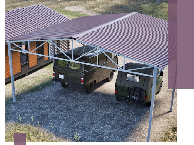 Двускатные навесы под ключ в Торжке — изготовление и монтаж